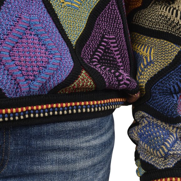 Vintage Sweater 90's Tundra Canada Knit 3D Diamond Coogie Style Large - Picture 4 of 10